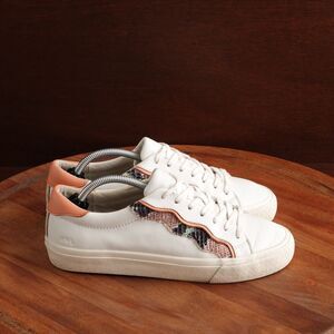 Madewell Sneakers Womens SZ 7.5 White Sidewalk Snake Print Leather Low Top Shoes